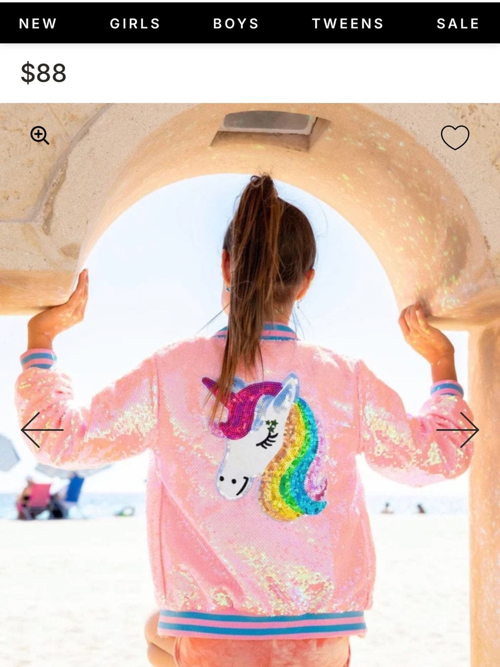 Lola and the boys unicorn sequin bomber size 5